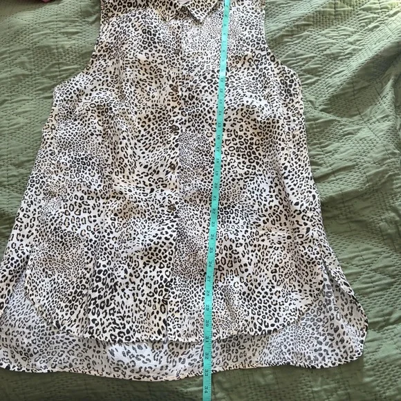 Chico's No Iron 100% Linen Sleeveless Leopard Print Tunic Top 3 XL - Picture 7 of 8
